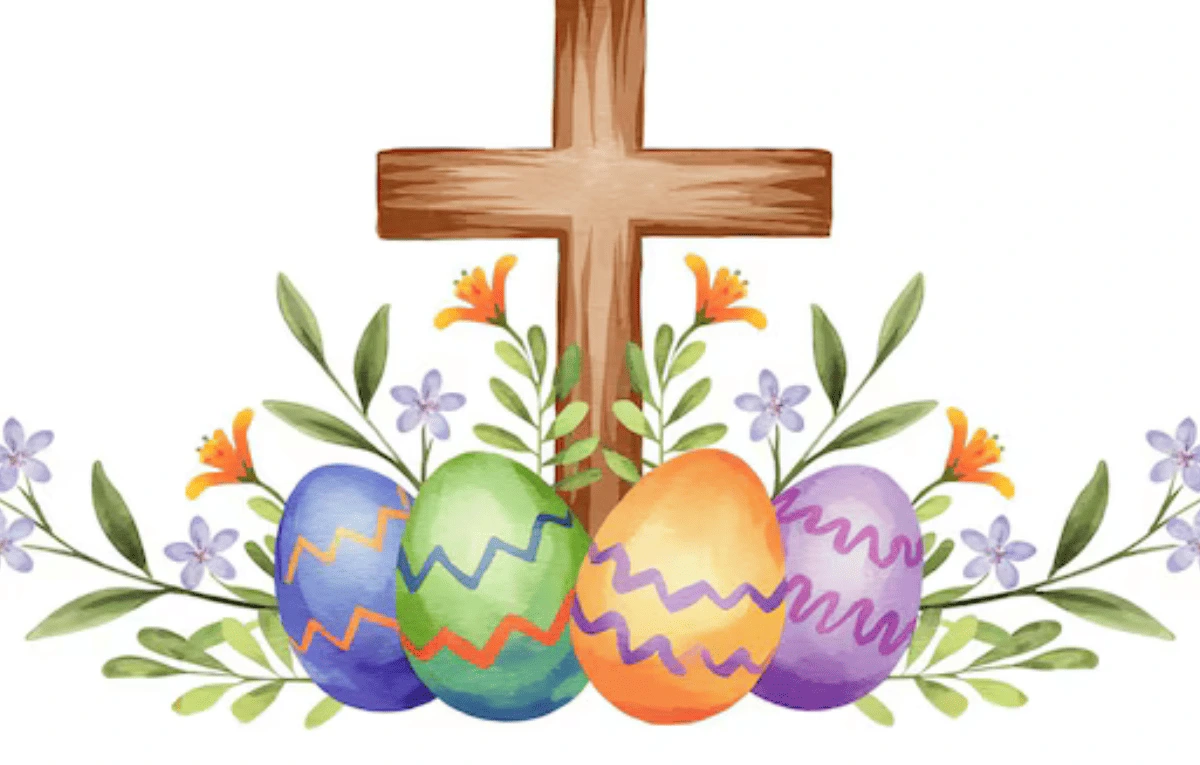 Exciting Easter Homeschool Activities for Kids & Families 1 "Colorful Easter eggs with a wooden cross – Fun homeschool "Easter Homeschool Activities