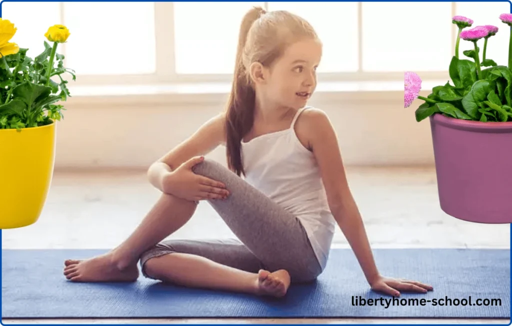 15 PE Games for 10-Year-Olds at Home 4 Young 10-year-old girl performing a yoga pose on a mat