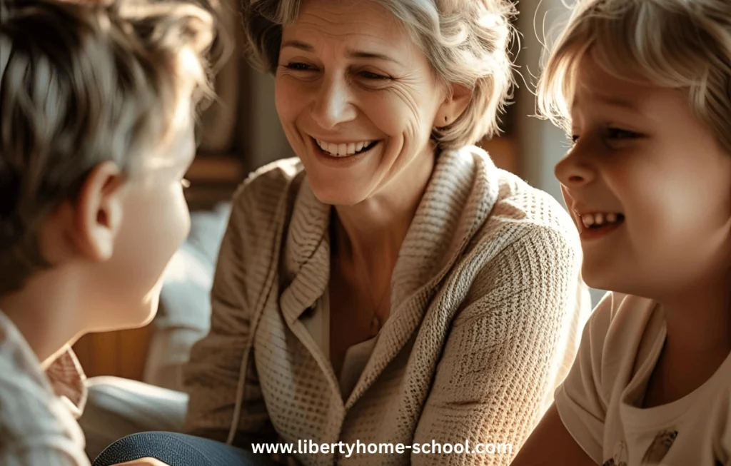 Engaging Social Studies Activities for 10-Year-Olds 8 Young child holding a notebook and talking to an older family member, capturing childhood memories"