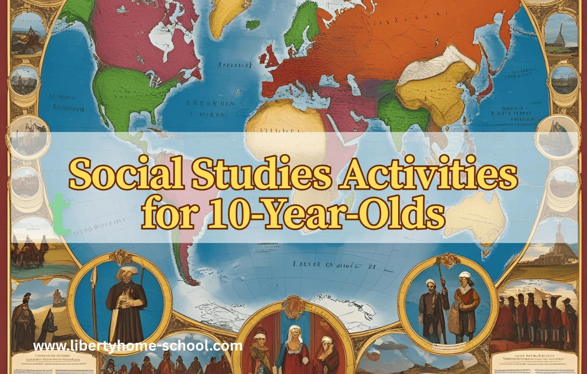 Engaging Social Studies Activities for 10-Year-Olds 1 Two 10-year-old children doing a hands-on social studies project with maps and craft materials"Social Studies Activities for 10-Year-Olds