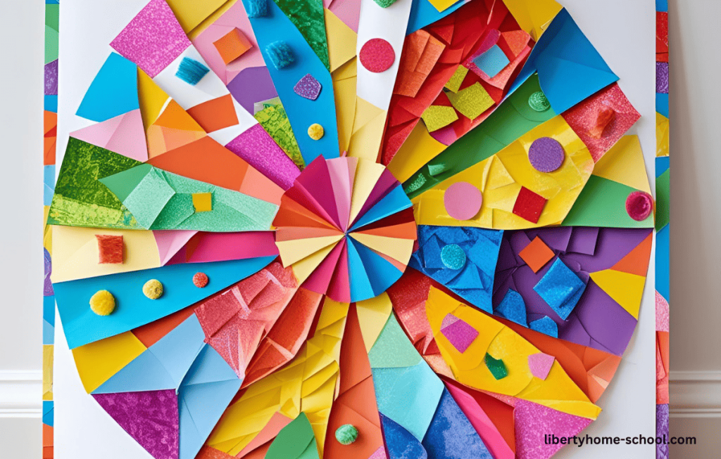 Top 12 Easy Art Projects for 10-Year-Olds at Home (Low-Cost & Fun DIY Crafts) 6 Mosaic heart made from small colored paper squares glued to white paper