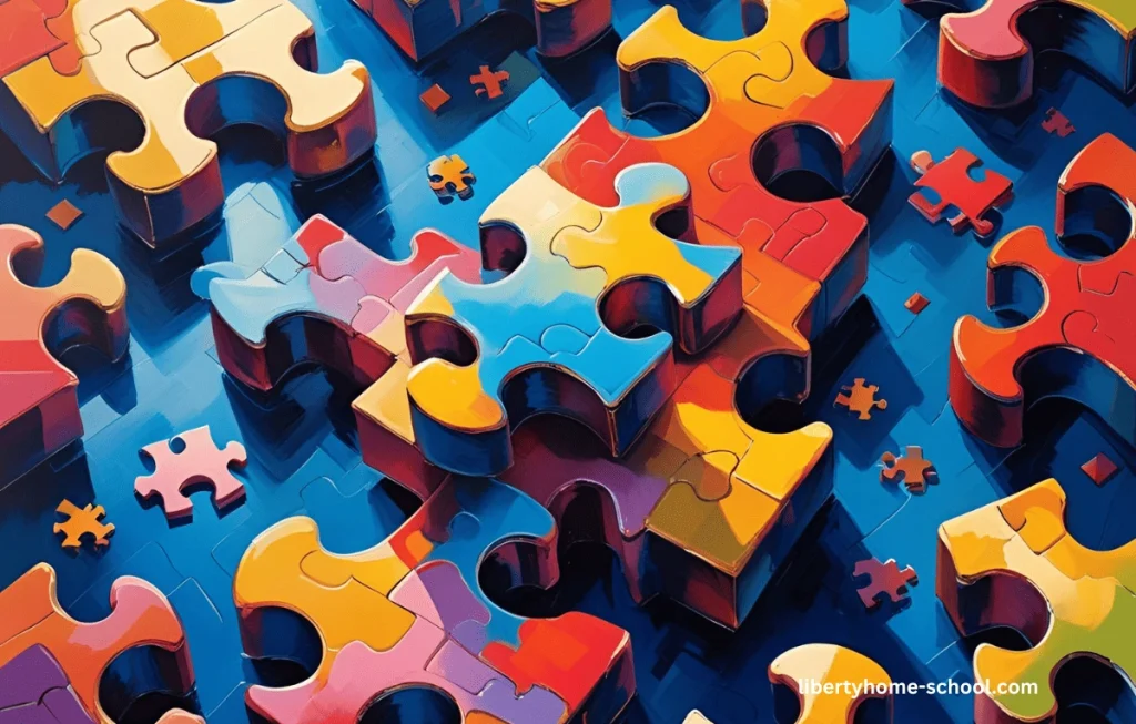 Top 12 Easy Art Projects for 10-Year-Olds at Home (Low-Cost & Fun DIY Crafts) 11 Painted cardboard puzzle pieces being assembled by a child